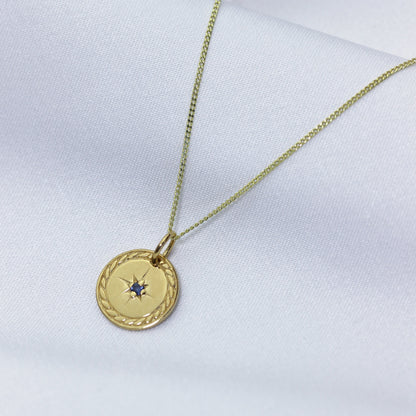 Gold Plated Sterling Silver Star Disc Medallion Necklace 14-32 Inches