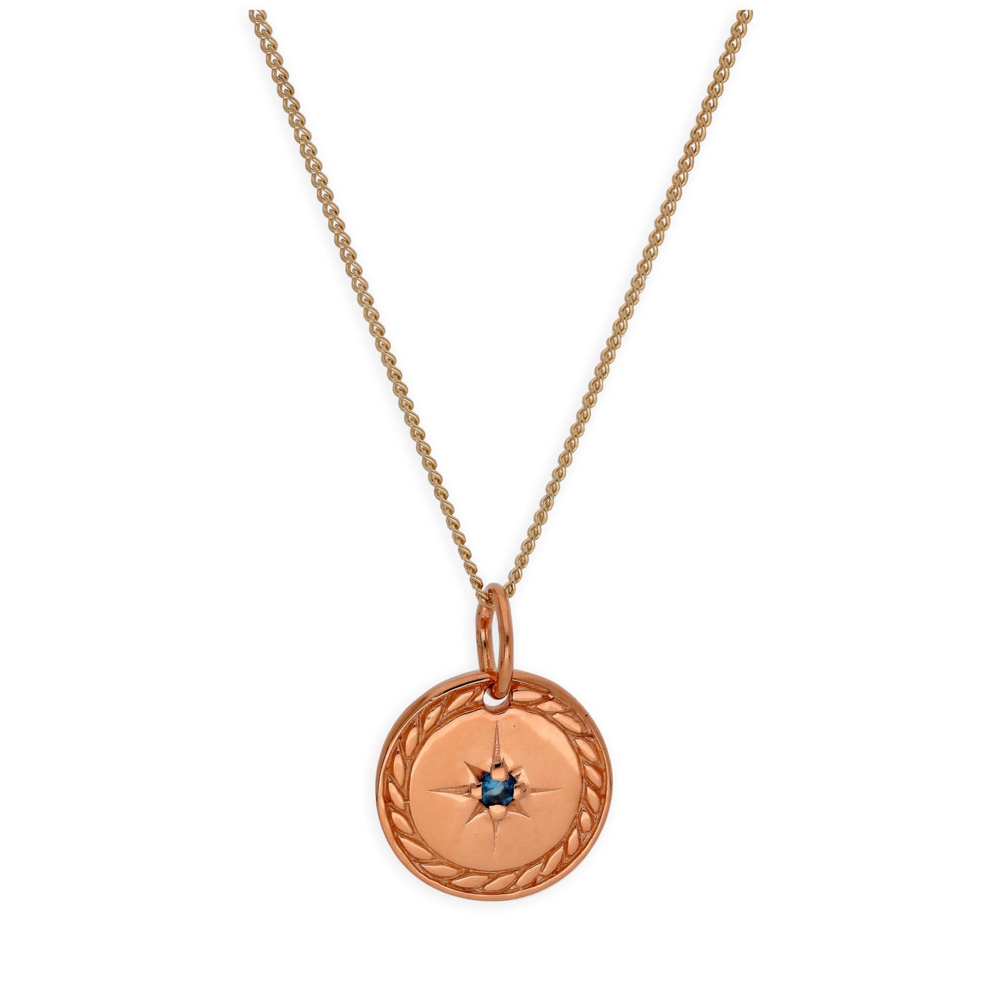 Rose Gold Plated Sterling Silver Star Disc Medallion Necklace 14-32"