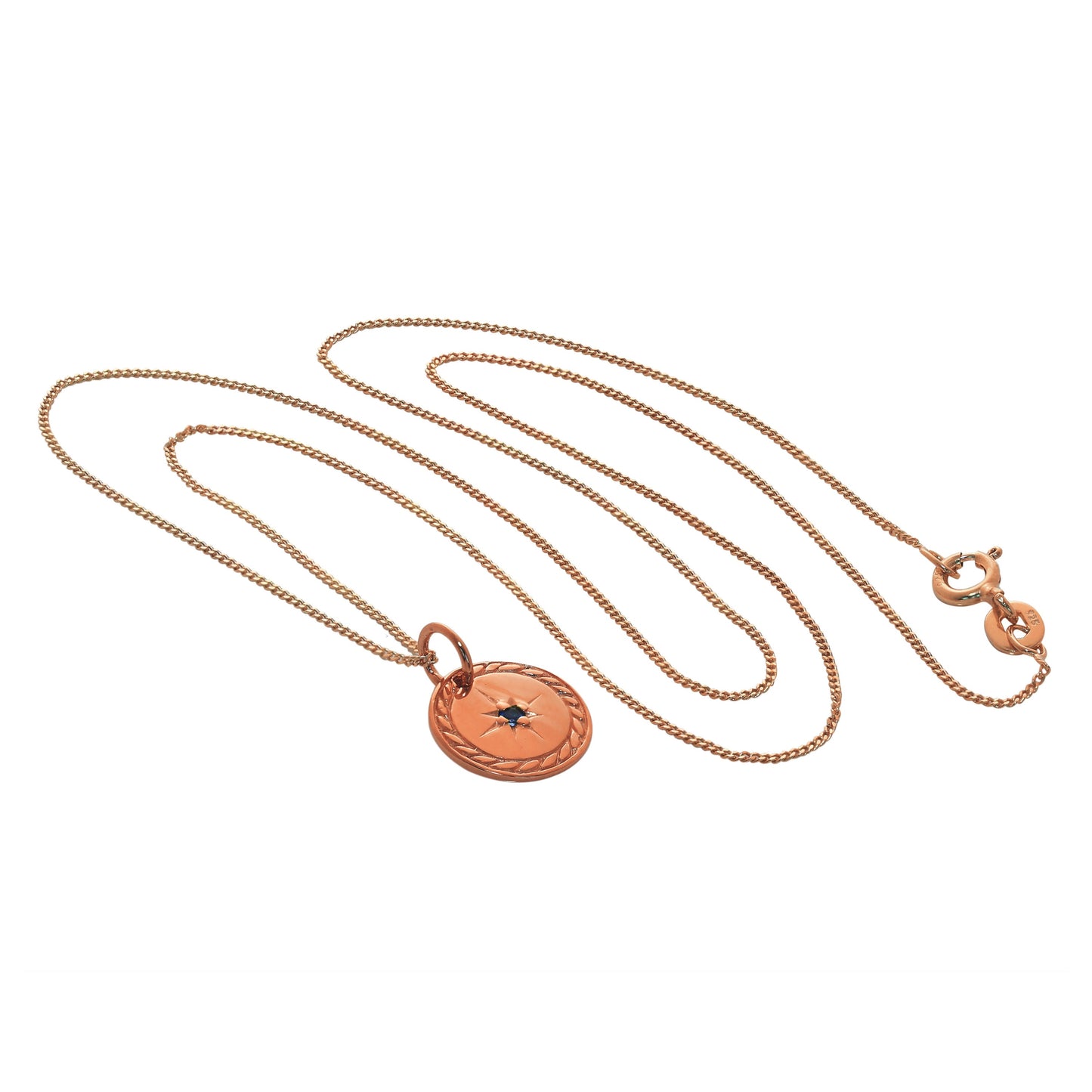 Rose Gold Plated Sterling Silver Star Disc Medallion Necklace 14-32"