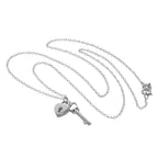 Sterling Silver Heart Padlock Key Necklace 14-22 Inches