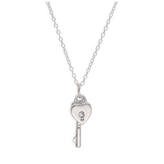 Sterlingsilber Herz Vorhängeschloss Schlüssel Halskette 35,5 - 56cm