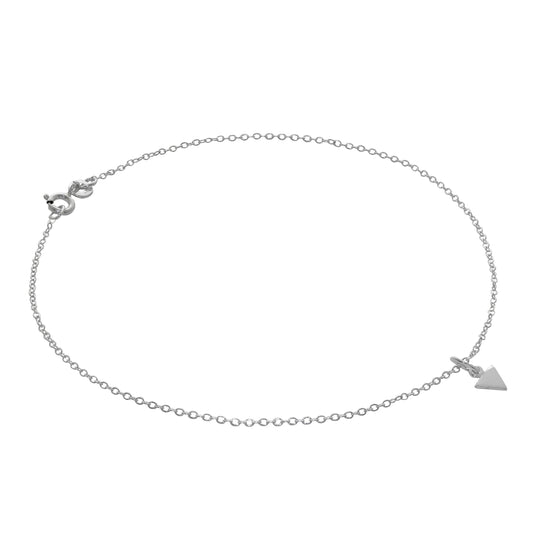 Sterling Silver Flat Triangle Spike Belcher Anklet - 10 Inches