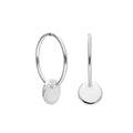 Sterling Silver Round Disc Charm Hoop Earrings 10 - 22mm