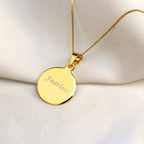 Gold Plated Sterling Silver Round Engravable Necklace 14-32"