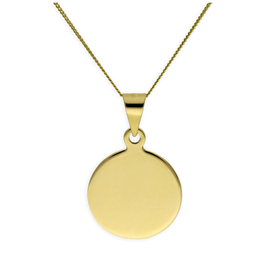 Gold Plated Sterling Silver Round Engravable Necklace 14-32"