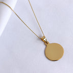 Gold Plated Sterling Silver Round Engravable Necklace 14-32"