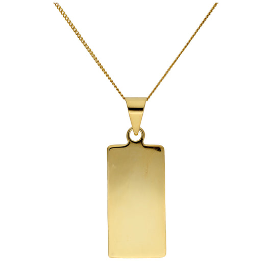 Gold Plated Sterling Silver Rectangular Engravable Necklace 14-32"