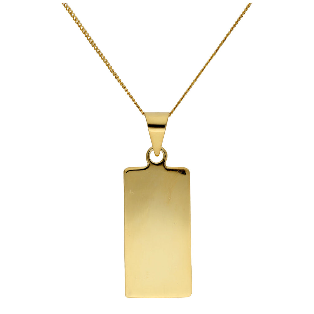 Gold Plated Sterling Silver Rectangular Engravable Necklace 14-32"