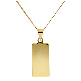 Gold Plated Sterling Silver Rectangular Engravable Necklace 14-32"