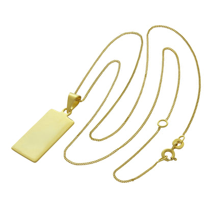Gold Plated Sterling Silver Rectangular Engravable Necklace 14-32"