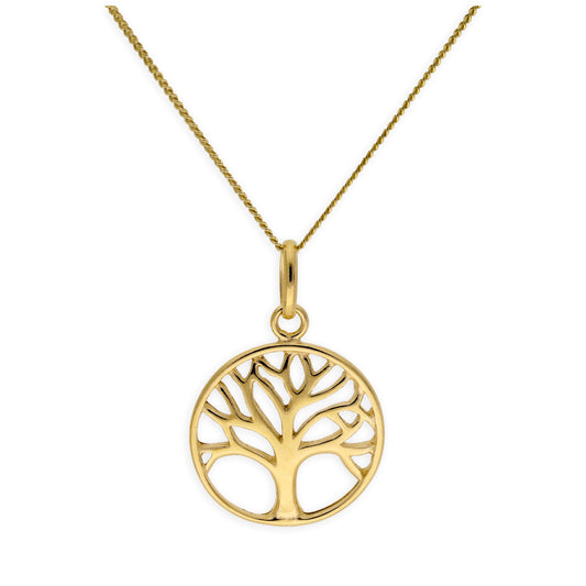 Vergoldet Sterlingsilber Lebensbaum Halskette 35,5 - 81cm