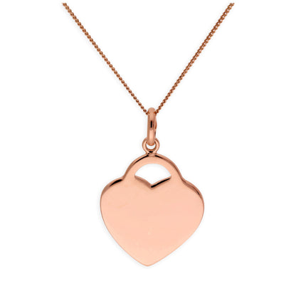 Rose Gold Plated Sterling Silver Heart Engravable Necklace 14-32"