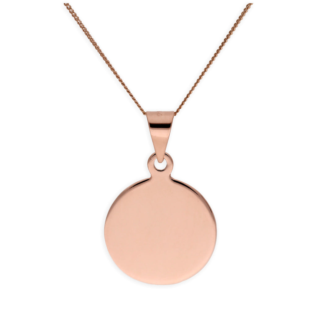 Rose Gold Plated Sterling Silver Round Engravable Necklace 14-32"