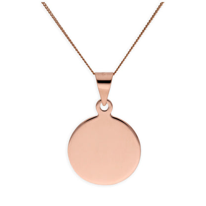 Rose Gold Plated Sterling Silver Round Engravable Necklace 14-32"