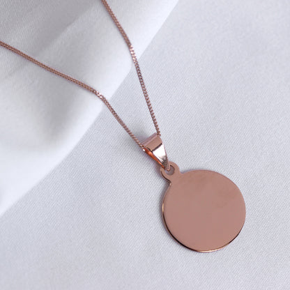 Rose Gold Plated Sterling Silver Round Engravable Necklace 14-32"