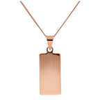 Rose Gold Plated Sterling Silver Rectangular Engravable Necklace 14-32 Inches