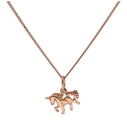 Tiny Rose Gold Plated Sterling Silver Unicorn Necklace 14-32 Inches