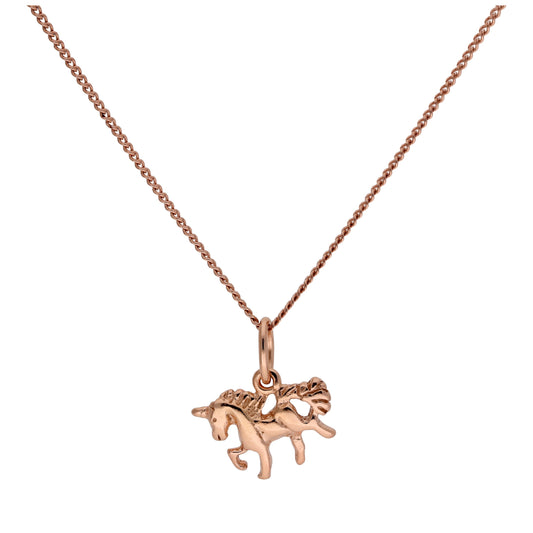 Tiny Rose Gold Plated Sterling Silver Unicorn Necklace 14-32 Inches