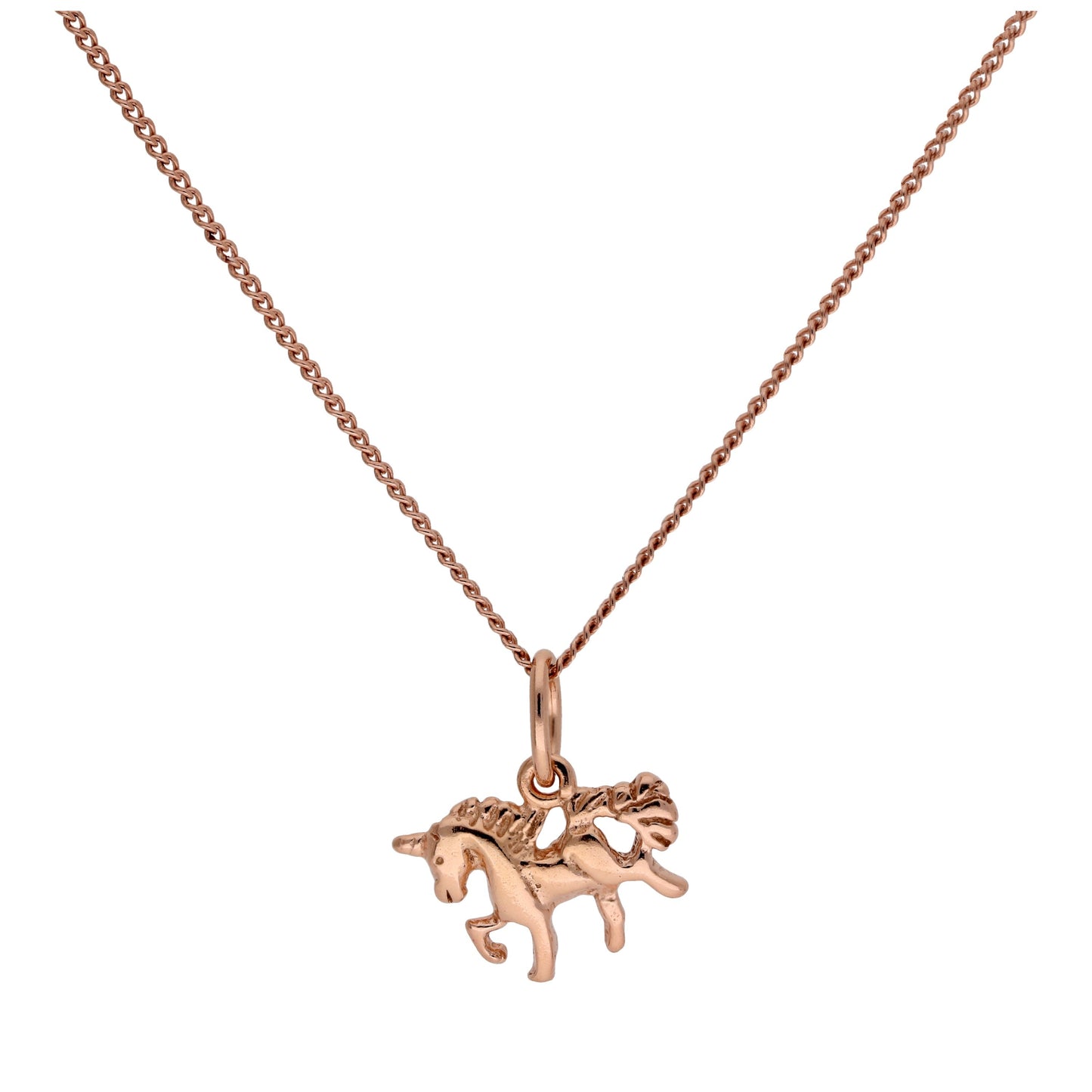 Tiny Rose Gold Plated Sterling Silver Unicorn Necklace 14-32 Inches