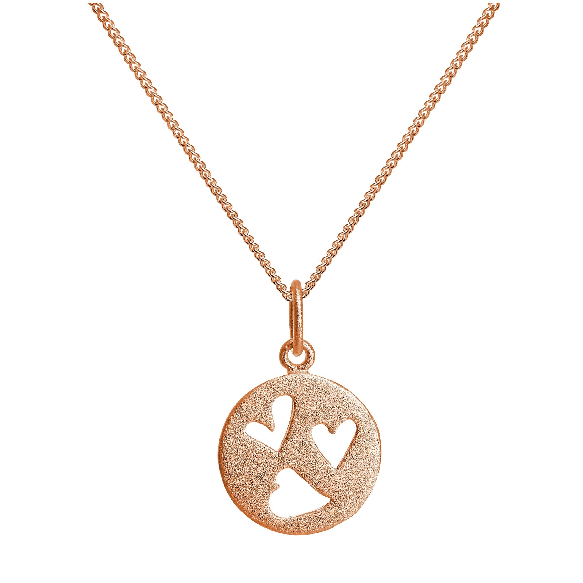 Rose Gold Plated Sterling Silver Triple Open Heart Necklace 14 - 32 Inches