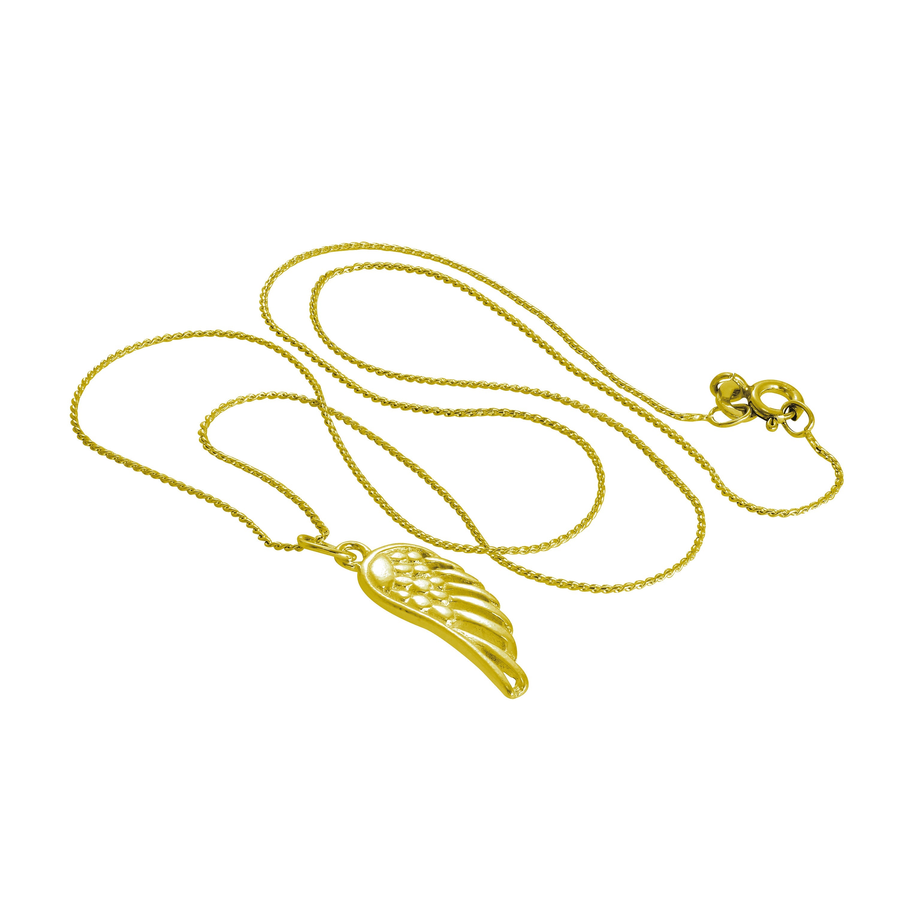 Gold Plated Sterling Silver Angel Wing Necklace 14 - 24 Inches