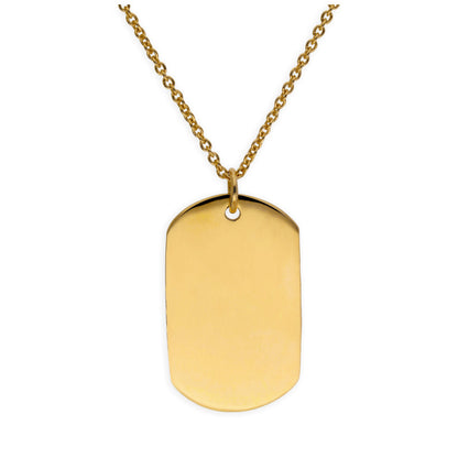 Large Gold Plated Sterling Silver Dog Tag Necklace 16 - 24 Inches