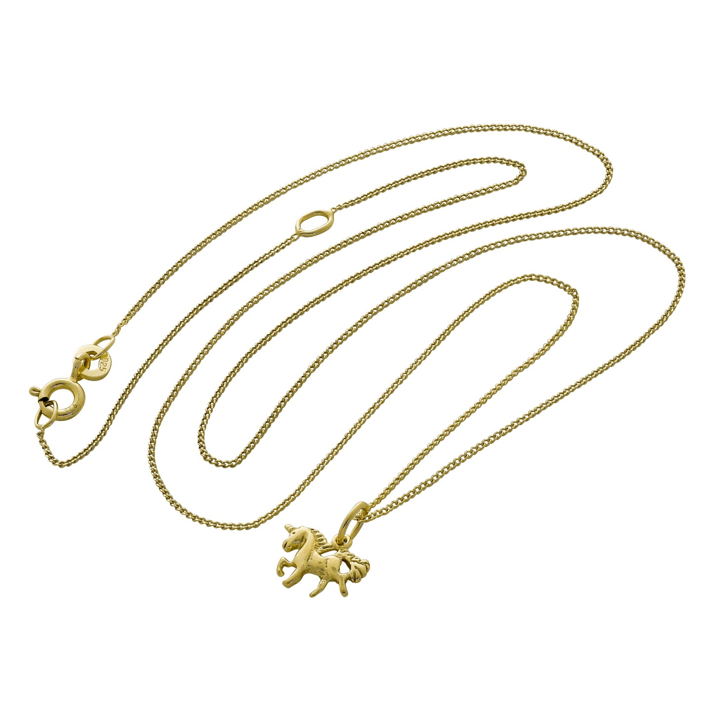 Tiny Gold Plated Sterling Silver Unicorn Necklace 14-32 Inch