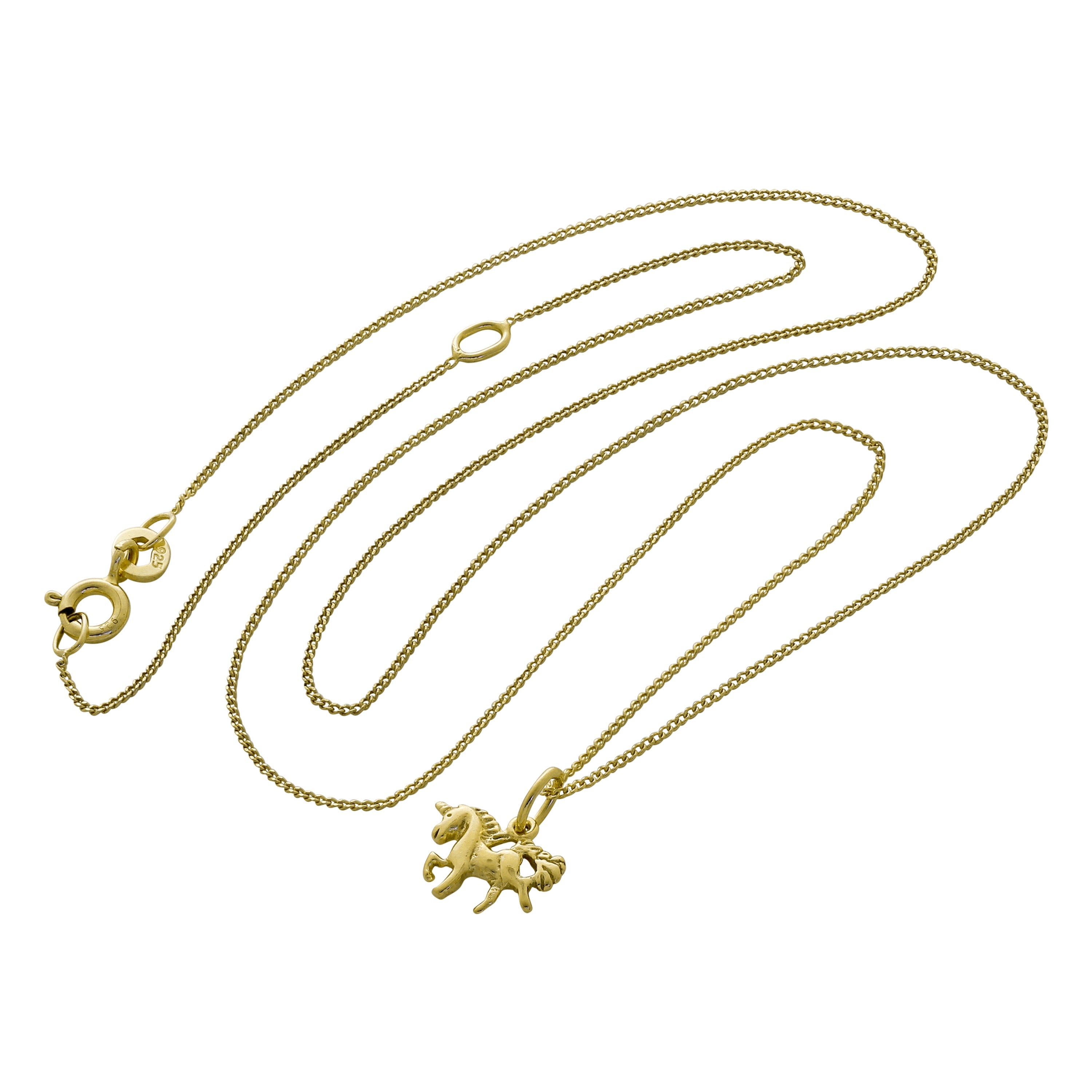 Tiny Gold Plated Sterling Silver Unicorn Necklace 14-32 Inch
