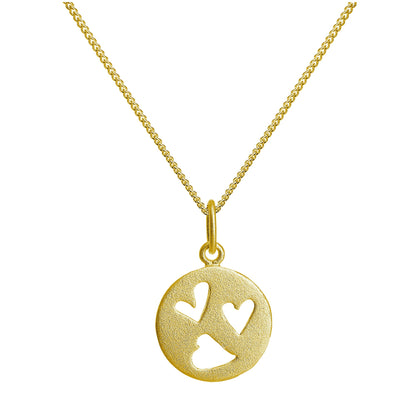 Gold Plated Sterling Silver Triple Heart Necklace 14-32 Inch