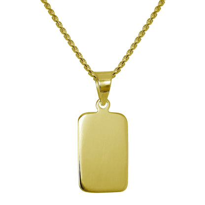 Gold Plated Sterling Silver Rectangular Engravable Necklace