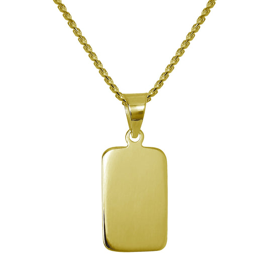Gold Plated Sterling Silver Rectangular Engravable Necklace