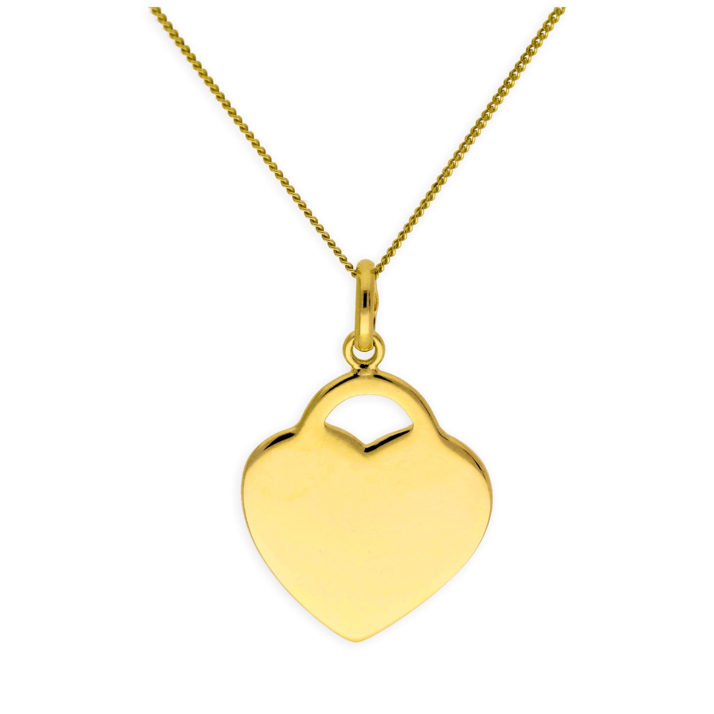 Gold Plated Sterling Silver Heart Engravable Necklace 14-32 Inches