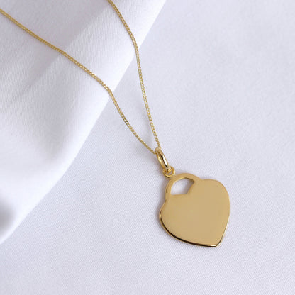 Gold Plated Sterling Silver Heart Engravable Necklace 14-32 Inches