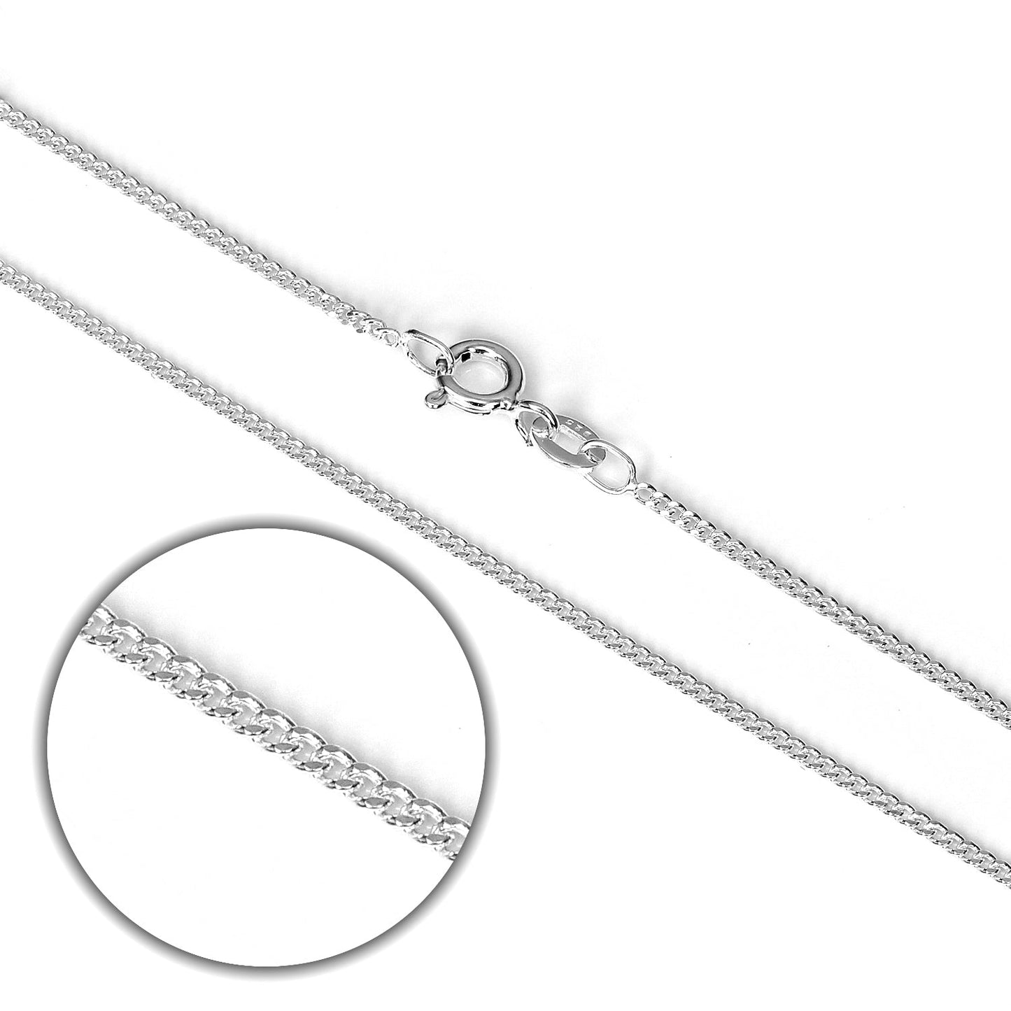 Sterling Silver 1.1mm Diamond Cut Curb Chain Necklace