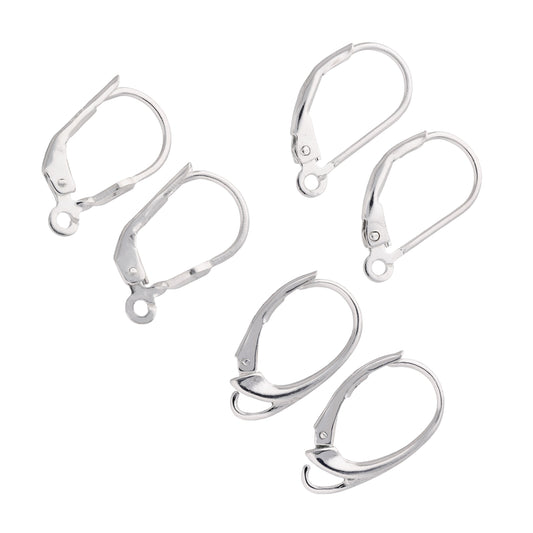 Mixed Sterling Silver Leverback Earring Wires - 3 Pack