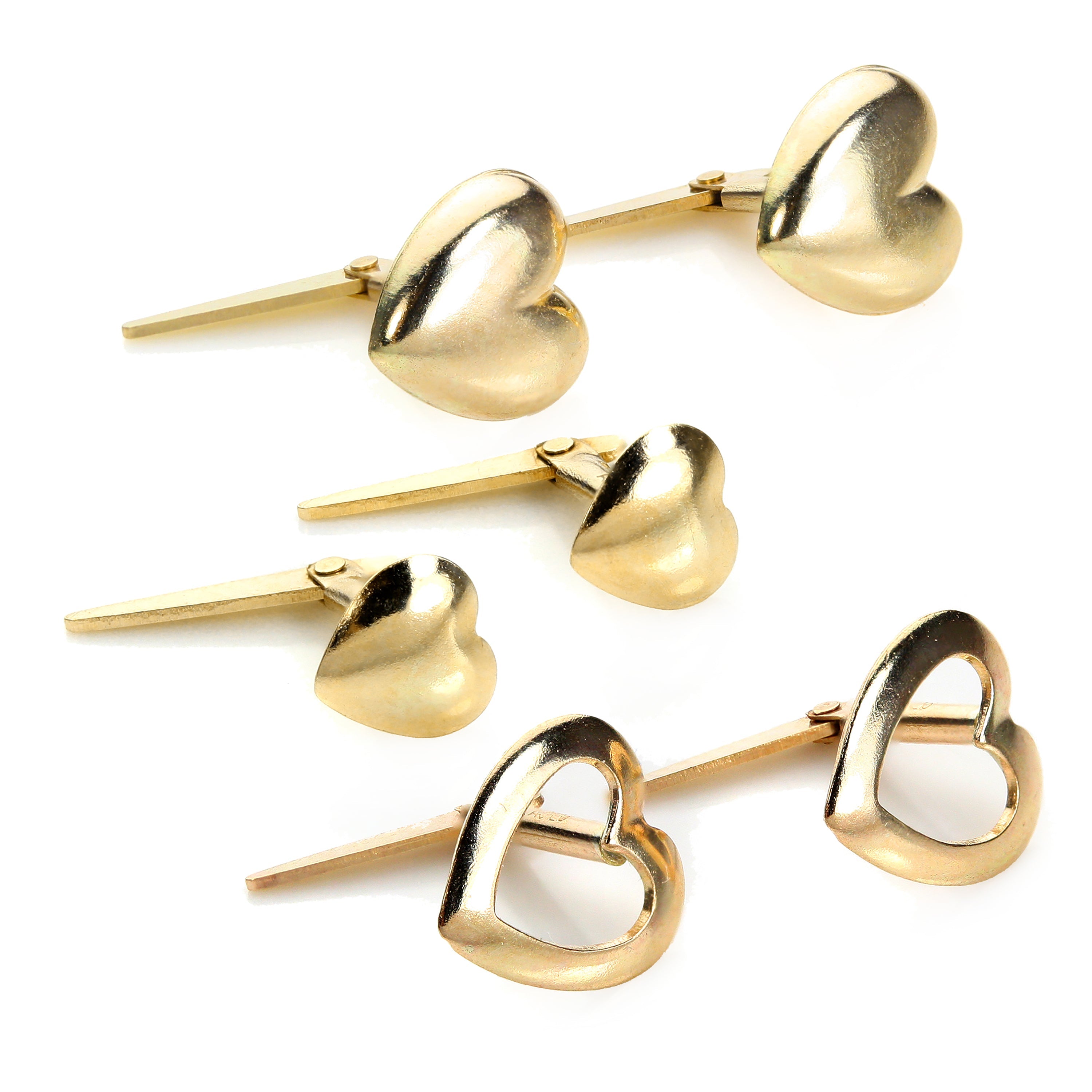 9ct Gold Andralok Small Heart Stud Earrings - 3 Pack