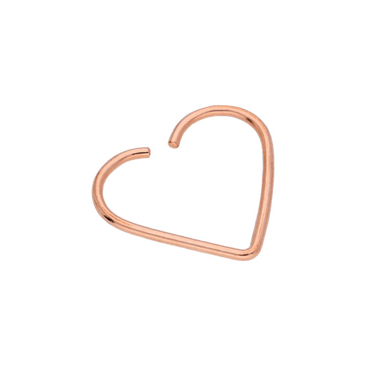 9ct Rose Gold Heart 22Ga Daith Piercing Ring