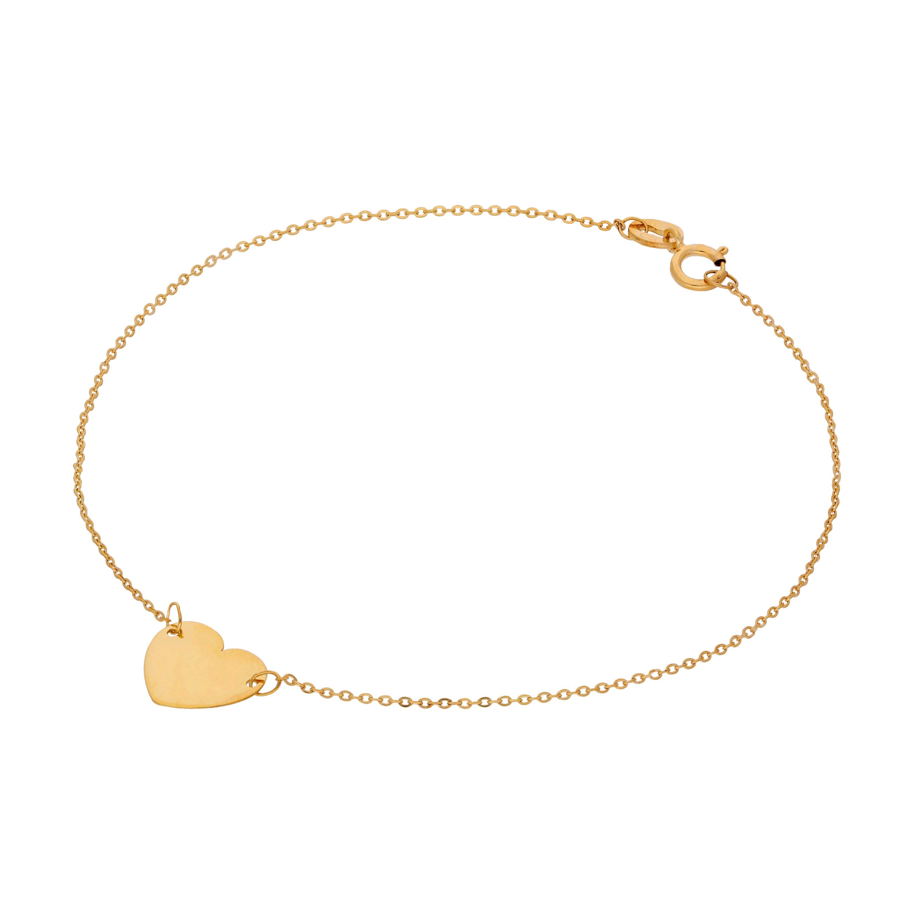 Fine 9ct Gold Engravable Heart 7 Inch Bracelet