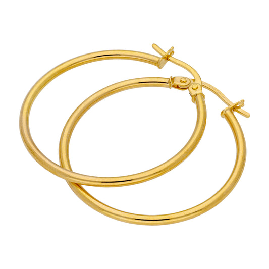 9ct Gold Hinged Hollow 28mm Hoop Earrings