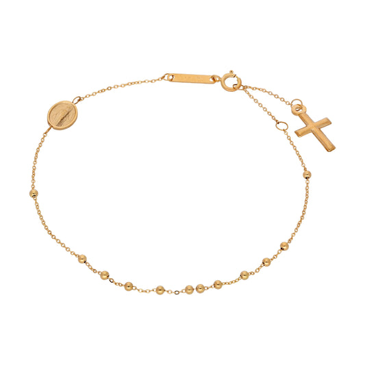 9ct Gold Adjustable Rosary Bracelet - 7 Inches