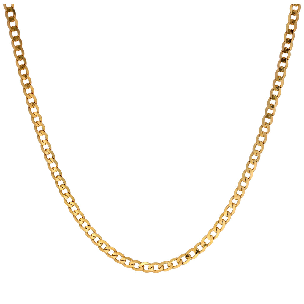 9ct Gold 2mm Thick Diamond Cut Curb Necklace 18 Inches
