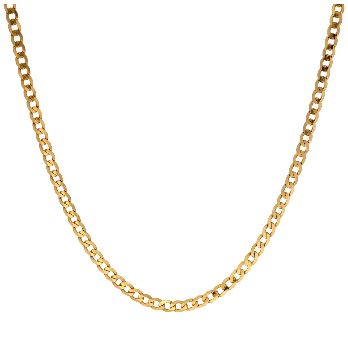 9ct Gold 2mm Thick Diamond Cut Curb Necklace 18 Inches