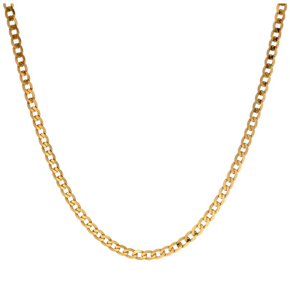 9ct Gold 2mm Thick Diamond Cut Curb Necklace 18 Inches