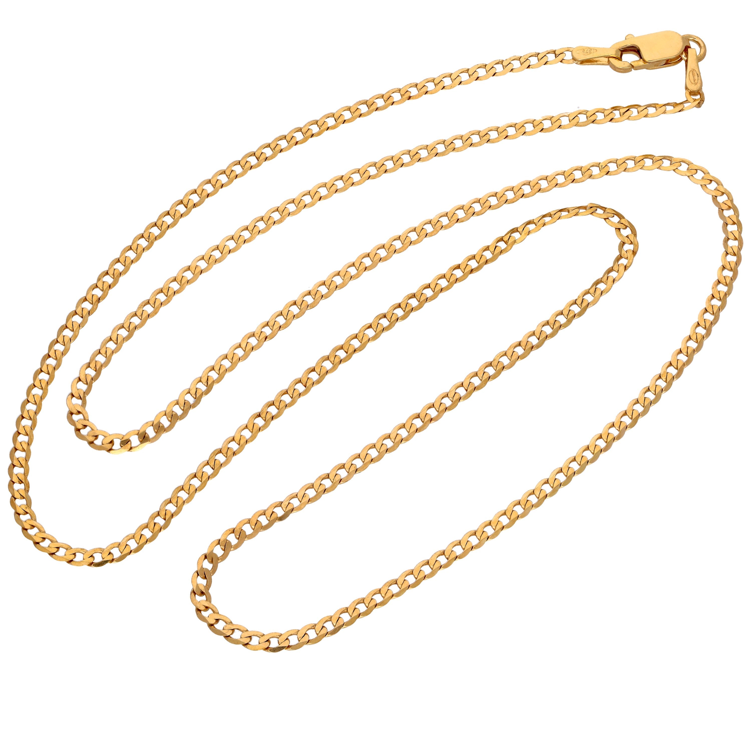 9ct Gold 2mm Thick Diamond Cut Curb Necklace 18 Inches