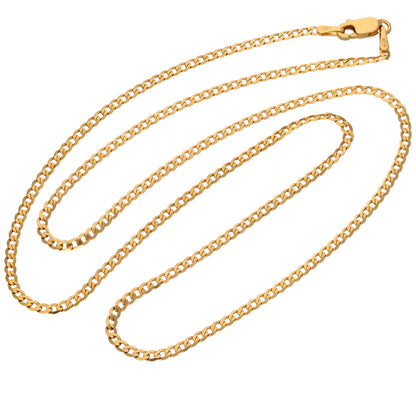 9ct Gold 2mm Thick Diamond Cut Curb Necklace 18 Inches