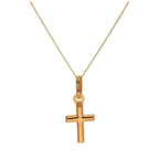 9ct Yellow Gold Plain Cross Necklace - 20 - 22 Inches