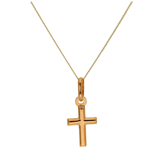 9ct Yellow Gold Plain Cross Necklace - 16 - 22 Inches