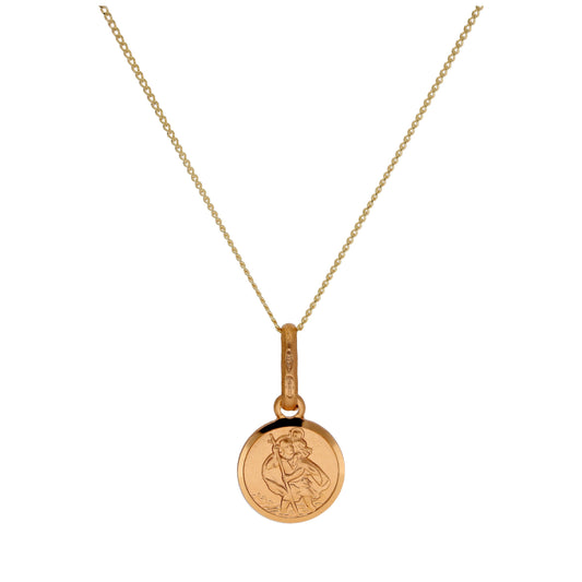 Small Round 9ct Gold St Christopher Necklace 16-22 Inches