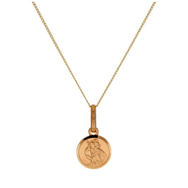 Small Round 9ct Gold St Christopher Necklace 16-22 Inches