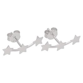 Triple Sterling Silver Star Stud Earrings